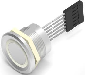 Vandal-proof pushbutton, 1 pole, silver, illuminated  (RGB), 1 A/24 VDC, mounting Ø 22.2 mm, IP68, 2342843-1