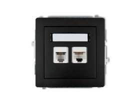 DECO Gniazdo telefoniczne 1xRJ11 + gniazdo komputerowe 1xRJ45 kat.5e 8-stykowy beznarzędziowe czarny mat 12DGTK KARLIK