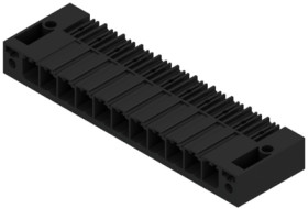 Pin header, 11 pole, pitch 7.62 mm, angled, black, 1930580000