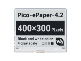 Waveshare 4.2inch E-Paper E-Ink Display Module for Raspberry Pi Pico, 400×300, Black / White, 4 Grayscale, SPI
