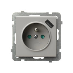 SONATA Gniazdo pojedyncze z uziemieniem z przesłonami torów prądowych, z ładowarką USB kaszmir GP-1RZPUSB/m/82