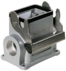 Surface mount housing, size D16, die-cast aluminum, 2 x M25, angled, longitudinal bow locking, IP65, 1787520000