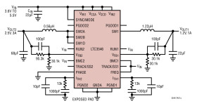 Dual Synchronous, 3A/1A or 2A/2A Configurable Step-Down DC/DC Regulator