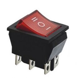 Przełącznik kołyskowy RS203-6C3R 16A 250V on-off-on czerwony podświetlany (KCD4)
