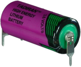 Lithium-battery, 3.6 V, 2/3R23, 2/3 AA, round cell, solder pin, 1110761800