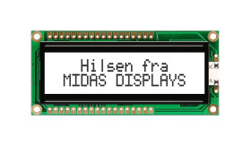 Wyświetlacz monochromatyczny LCD, , Alfanumeryczny, Midas