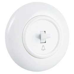 Włącznik dzwonkowy z ramką, montaż podtynkowy, kolor biały Retro Vintage Loft