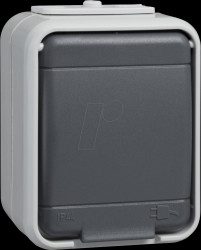 445009 Socket, 1-gang, 16 A, IP44, AquaTop, plug-in terminal, grey