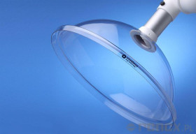 Końcówka okrągła przezroczysta z czerwoną flanszą - średnica 385 mm