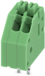 PCB terminal, 2 pole, pitch 2.5 mm, AWG 24-10, 2 A, spring-clamp connection, green, 1989748