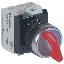 OSMOZ Przełącznik obrotowy 2 pozycyjny 22mm czerwony stabilny z podświetleniem 24V 1Z 1R 023761