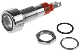 Lampka kontrolna do montażu panelowego 12 → 14V, czerwona 8mm LED Chrom Signal Construct