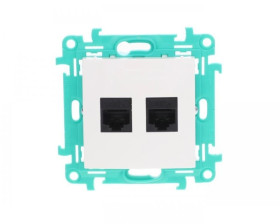 Simon 10 Gniazdo komputerowe podwójne 2xRJ45 kat.5e białe C52.01/11