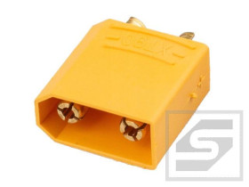 Wtyk XT90-M/2-tory;90A;500V;proste żółty;lutowany;zasilające DC;