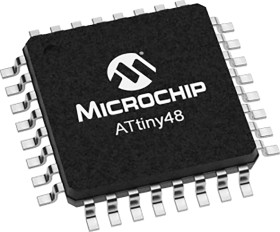 Mikrokontroler Microchip ATtiny48 TQFP 32-pinowy Montaż powierzchniowy AVR 4 kB 8bit CAN: 12MHz RAM:256 B Ethernet: