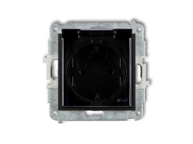 MINI Gniazdo hermetyczne z uziemieniem schuko (klapka dymna przesłony torów prądowych) czarny mat 12MGPB-1sdp KARLIK