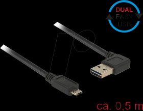 85164 USB 2.0 Kabel, EASY A male angled to Micro B male, 0.5 m