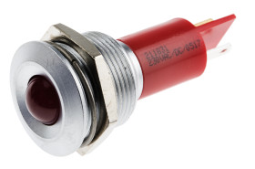 Lampka kontrolna do montażu panelowego 115 V dc, 230V ac, czerwona 19mm LED Chrom RS PRO