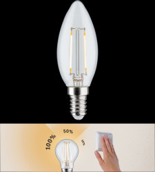 28572 LED filament light E14, 2.5 W, 250 lm, 2700 K, dimmable