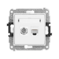 ICON Mechanizm gniazda antenowego poj. typu F (SAT) + gniazda komp. poj. 1xRJ45, kat. 6, 8-stykowy biały IGFK-3