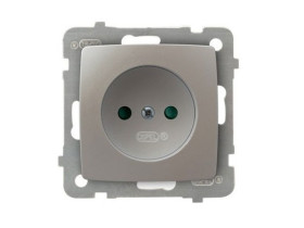 KARO Gniazdo pojedyncze bez uziemienia z przesłonami IP-20 zaciski gwintowe srebrny perłowy GP-1SP/m/43 OSPEL