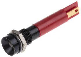 Lampka kontrolna do montażu panelowego 12V, czerwona 8mm LED Chrom Końcówka lutownicza RS PRO