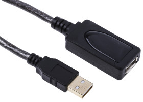 Kabel USB Złącze A USB A Złącze B USB A dł. 12m Przewód przedłużający USB USB 2.0 kolor: Czarny
