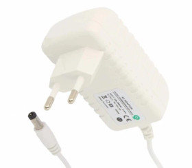 POSB24050A-WH 24V/0.5A/12W biały, adapter horyzontalny, gniazdo AC:CEE7/16. wtyk DC:2.1/5.5(+)