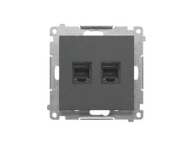 SIMON 55 Gniazdo telefoniczne podwójne RJ12 grafitowy mat TF2.01/116 KONTAKT SIMON