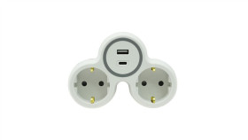 Rozgałęźnik Dwukrotny 2X Gniazdo Wtyczkowe Z/U Schuko 1Xusb A 1Xusb C...