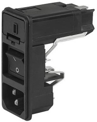 Combination element plug C14, 3 pole, snap-in, plug-in connection, black, KD14.1101.109