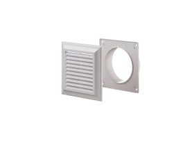 Kratka wentylacyjna 180x180 mm z siatką i kołnierzem okrągłym fi 125 mm biała EL180AK VENTIKA