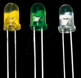 L-53YT LED, 5 mm, wired, yellow, 80 mcd, 30°