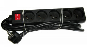 Przedł.sieciowy czarny 5gn z przeł. 1.5m