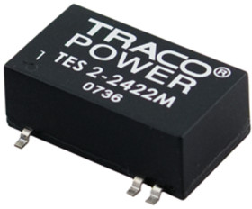 DC converter, 21.6-26.4 VDC, 2 W, 1 output, 5 VDC, 66 % efficiency, TES 2-2411M