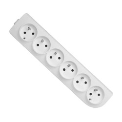 Gniazdo Elektr. GN-60 6xZ/U B Białe, Uziemienie, ELGOTECH, 6 Gniazd