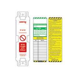 Zawieszka na drabinę Czerwony na białym Francuski, Kit Contents 10 przywieszek Laddertag, 10 wkładek i 1 długopis Brady