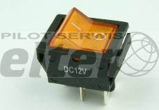 Przeł. kołys. podśw. duży ON-OFF 12V żółty