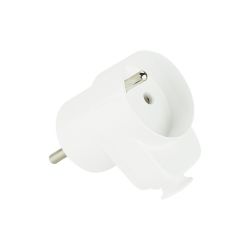 Wtyczka sieciowa WT-16G kątowa biała z gniazdem / 2382