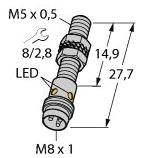 Turck Czujnik indukcyjny podtynkowy PNP, Zamykający BI1-EG05K-AP6X-V1331