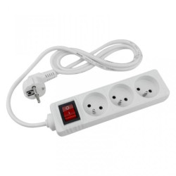 Przedłużacz 3 gniaz. 1.5m z/u z wyłącznikiem BIAŁY