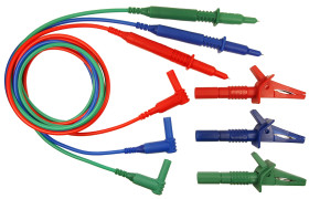 Zestaw przewodów i złączy pomiarowych, zawartość: 1 Adapter sondy Blue CAT III, 1 niebieski rozszerzony zacisk