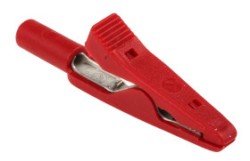 Zacisk krokodylkowy 8A izolowany 4mm Czerwony Hirschmann Test & Measurement