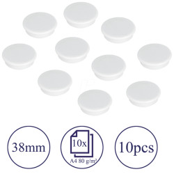 HM38 09 Magnets, 38 mm, white, 10 pieces