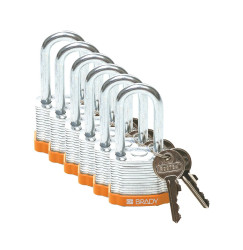 Kłódka LOTO stalowa, laminowana, szekla 38 mm, pomarańczowa (6 szt.), 814100