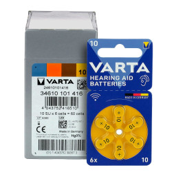 60 x baterie do aparatów słuchowych Varta 10