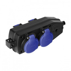 Rozgałęźnik bryzgoszczelny i odporny na uderzenia, czterokrotny, IP44, 2x 2x2P+Z (Schuko), 16A, 230V AC OR-AE-13237(GS)