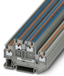 Double level terminal, push-in connection, 0.14-1.5 mm², 4 pole, 16 A, 6 kV, gray, 3208544