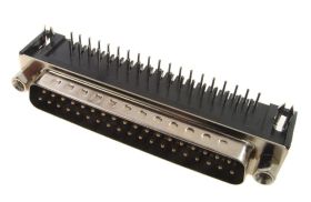 Wtyk; D-Sub; Canon 37p; 37 torów; przewlekany (THT); kątowe 90°; czarny; plastik; skręcane; RoHS