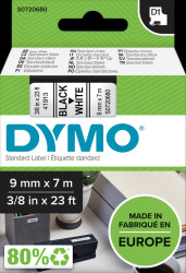 S0720680 / 41913 DYMO D1 tape, 9 mm, black/white